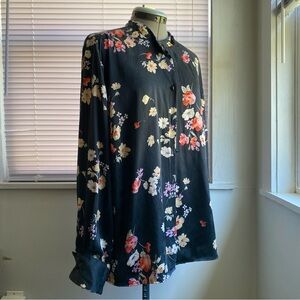 VINTAGE Beautiful Women's Floral Long Sleeve Button Up Blouse Size M